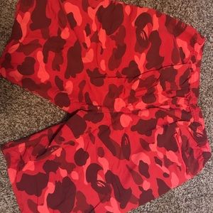 BAPE Color Camo Jersey Shorts Red